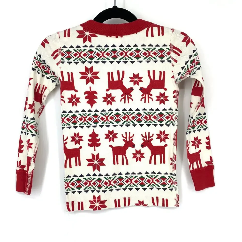 Hanna Andersson Top Boys Size 4 Organic Cotton Pajama Shirt Christmas White Red